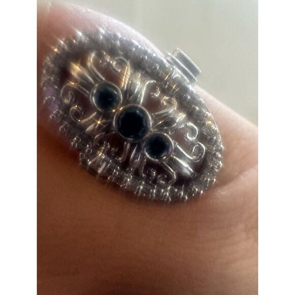 995 Pure Platinum Diamond & Fancy Blue Diamond Statement Ring Size 6.5 12.3 Gr - Picture 4 of 16